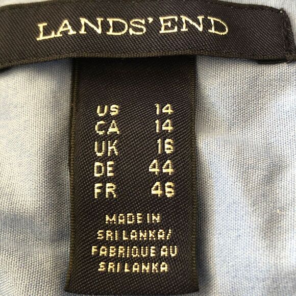 Land's End Blue Button-Up Women's Collar Shirt Size 14 - Picture 7 of 8